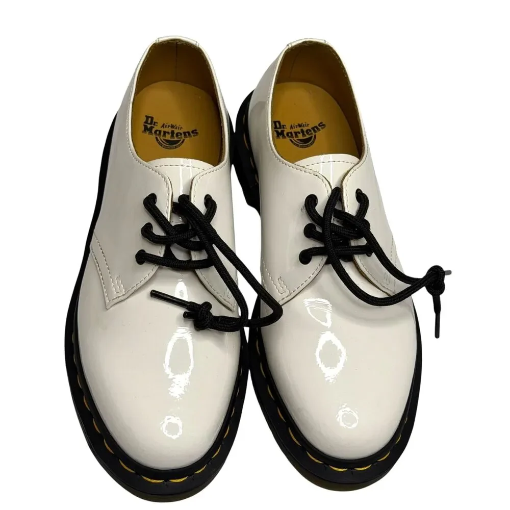 Dr Martens Patent Leather Loafers Shoes Women White Black 6 NWOT